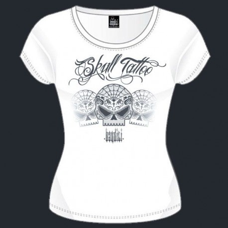 Tee-shirt Skull Tattoo blanc