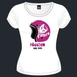 Tee-shirt casque Freedom blanc et rose