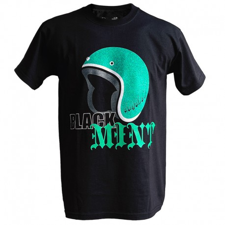 Tee-shirt casque pailleté Black Mint noir et vert